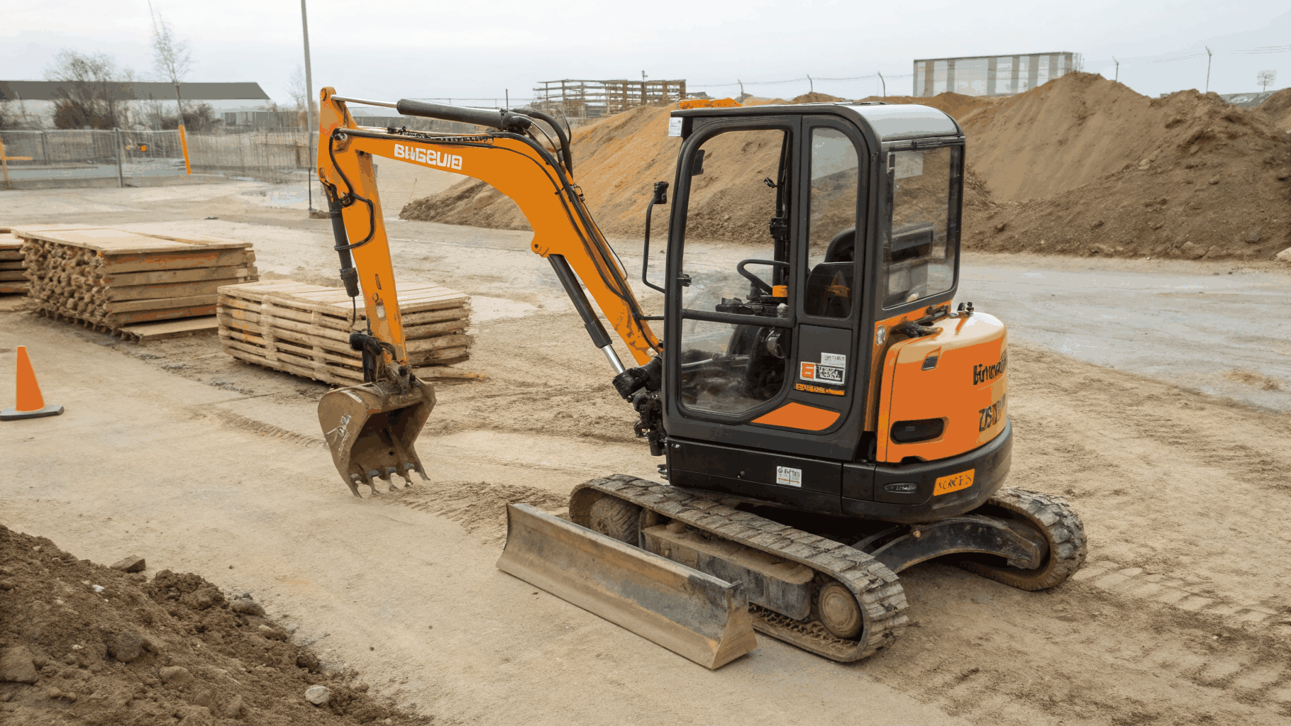 Minikoparka 1,8 t TFORCE T18 na placu budowy